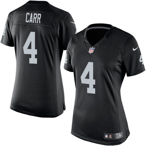 Women's Elite Derek Carr Nike Jersey Black Home - #4 NFL Oakland Raiders